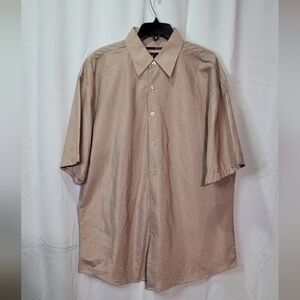 Dimension Men's NWOT Red Striped Short Sleeve Button Down Dress Shirt Size Large